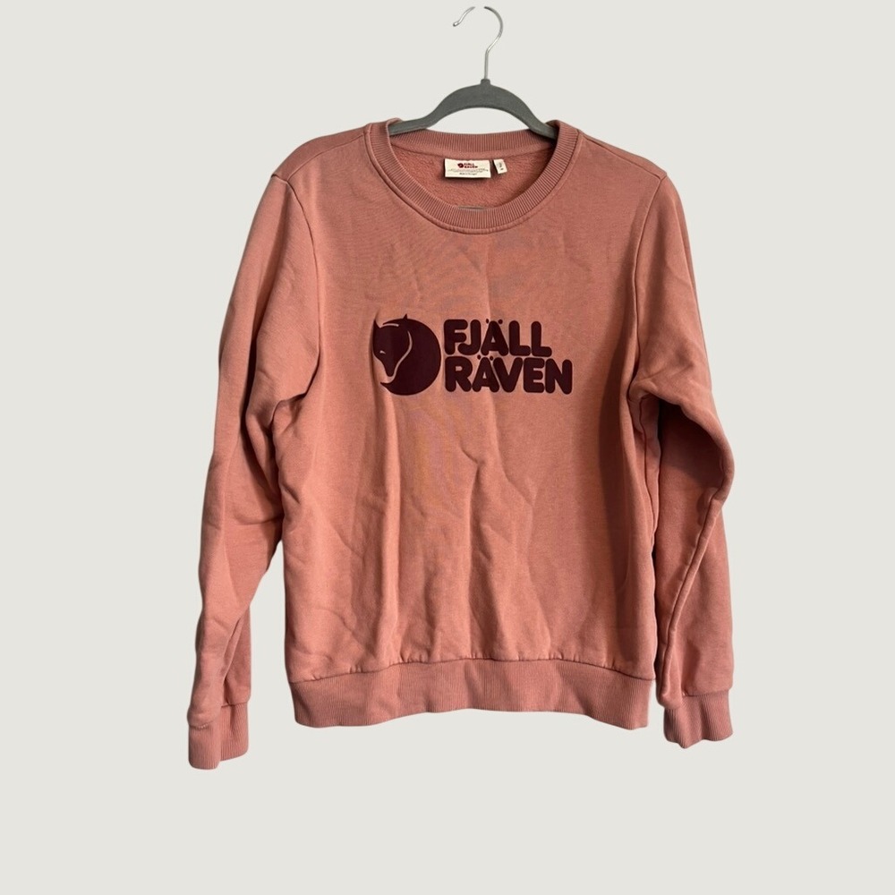 Fjällräven Logo Sweater W Dusty Rose Pink Crewneck pullover Sweatshirt Womens M